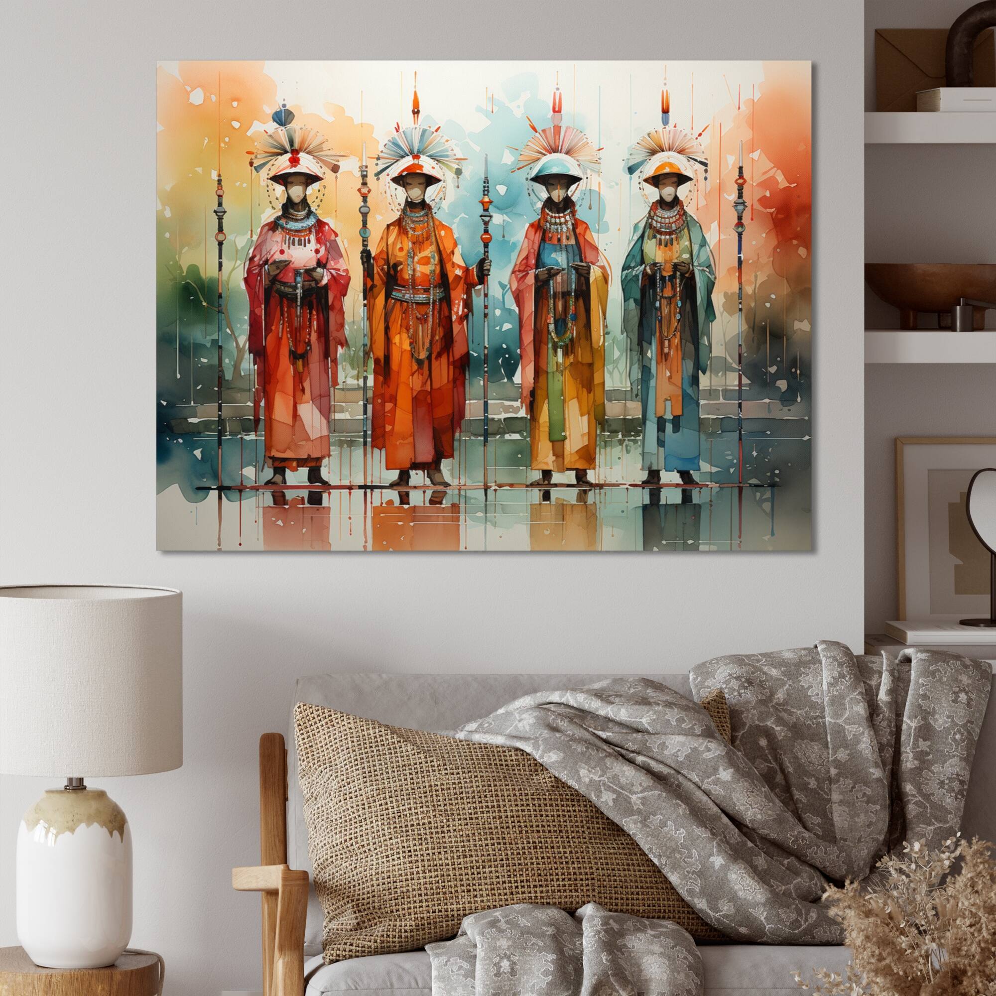 Designart "Native Art Kachinas Dance" Native American Art Canvas Prints